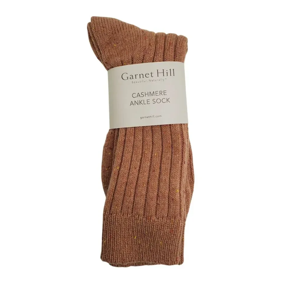NEW Garnet Hill Ankle Socks 9-11 Berry Donegal 82% Cashmere Warm Cozy Holiday